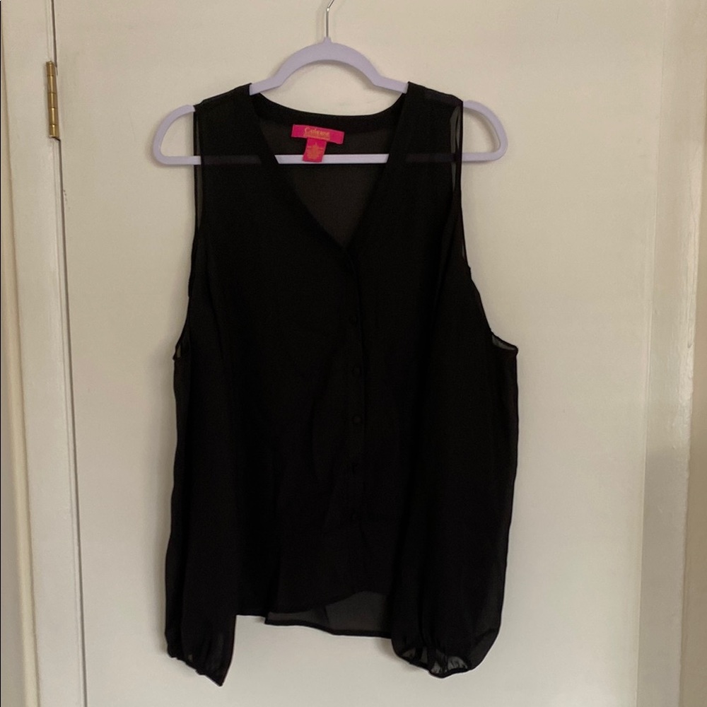 Catherine Malandrino Black Asymmetrical Blouse
